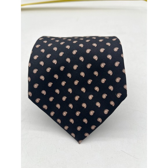 NWT BROOKS BROTHERS Pure Silk Tie Mens‎ Black Paisley 63X3.5"  USA - Picture 1 of 9